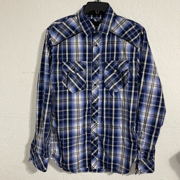 Various Artists Western Mens Plaid Long Sleeve Button Down Shirt - Picture 1 of 5